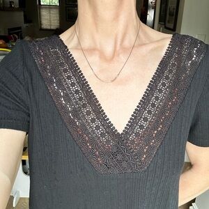 Sezane V-Neck Lace Tee